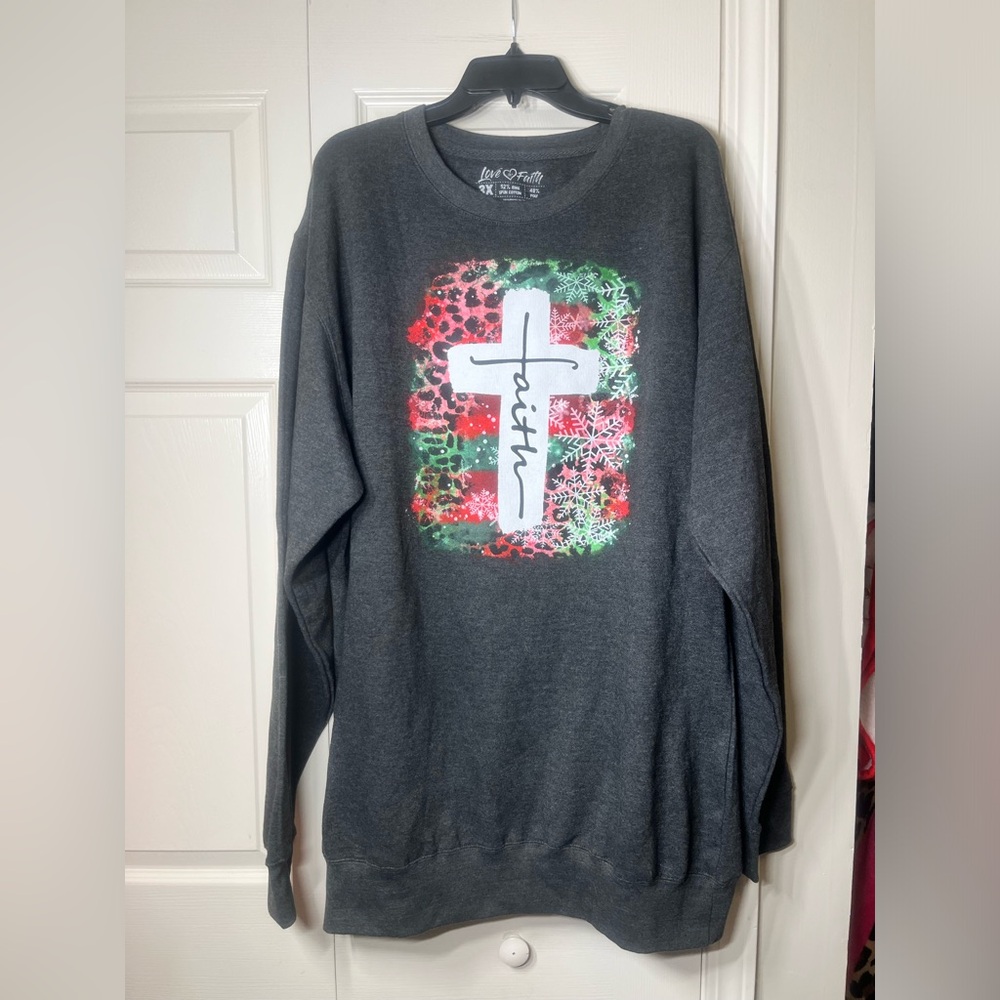 Faith Graphic Gray Sweatshirt